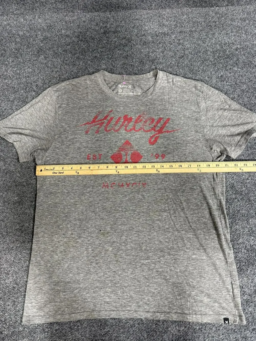 Hurley Shirt Mens Medium Gray EST 99 Logo Graphic T-Shirt Tee Surf Casual Top